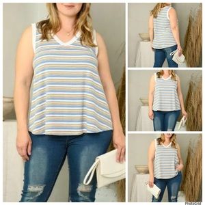 Les Femme 3XL plus size striped tank top NWOT